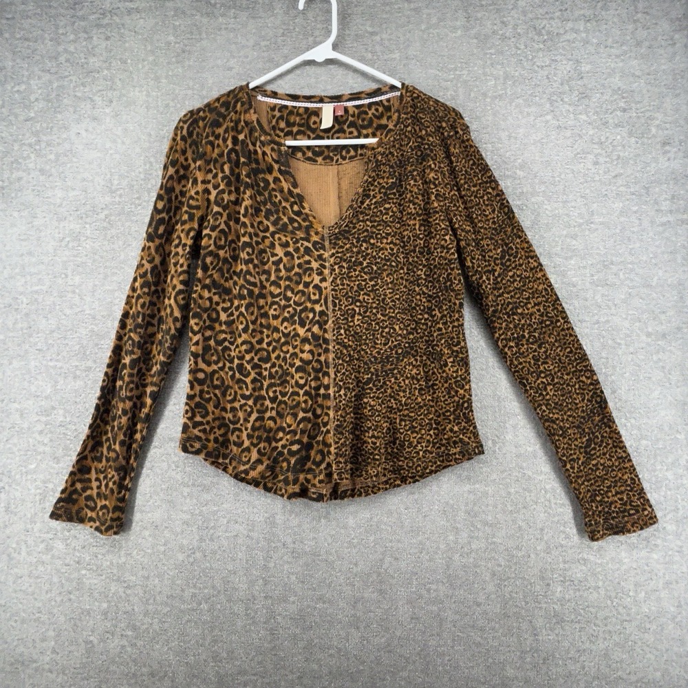 Pilcro Blouse Top Women Size Small Lepard Cheeta Print Casual